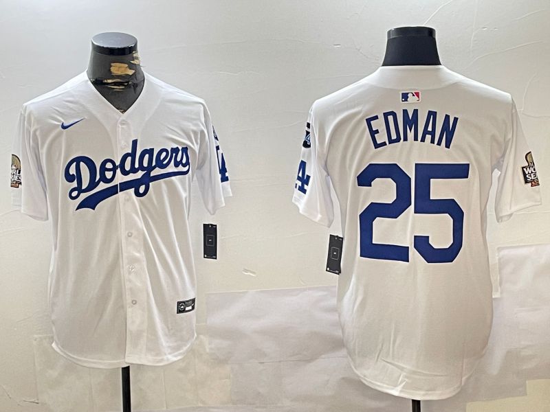Men Los Angeles Dodgers 25 Edman White Game 2024 Nike MLB Jersey style 11207